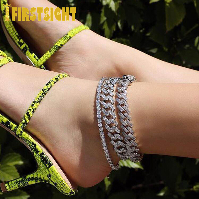 Parking Cz Rectangle Anklet Hi - Cuban Link Chain 12Mm 评论和价格