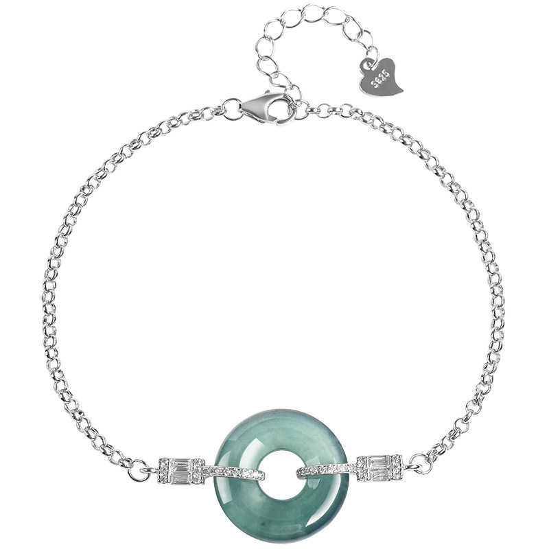 Blue Myanmar Jadeite Ring Brac - Bracelets 评论和价格