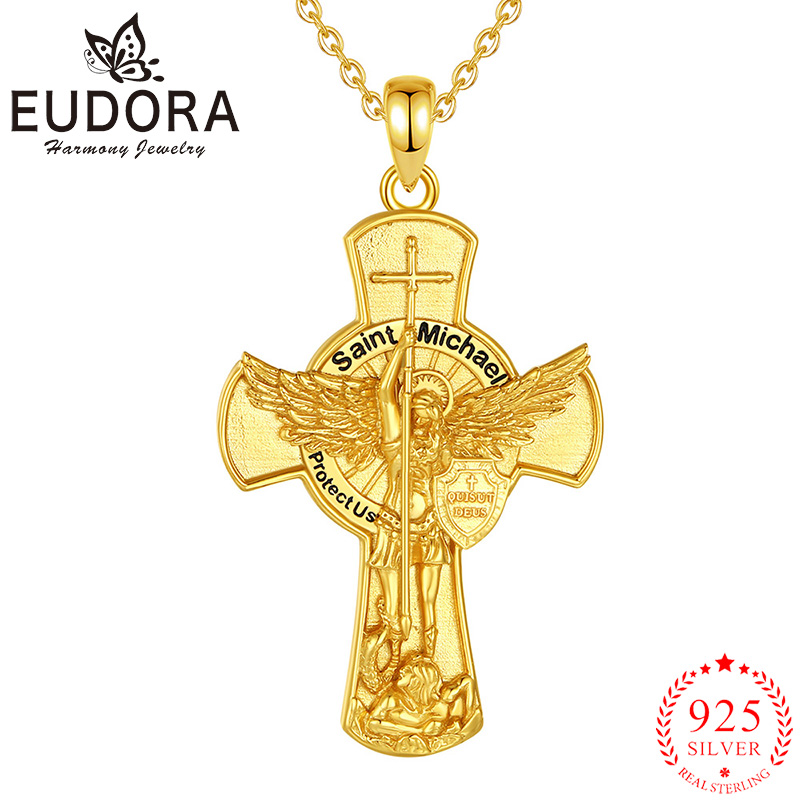 Eudora St.Michael Archangel Ne - 925 Sterling Silver Chain Necklace Men 评论和价格