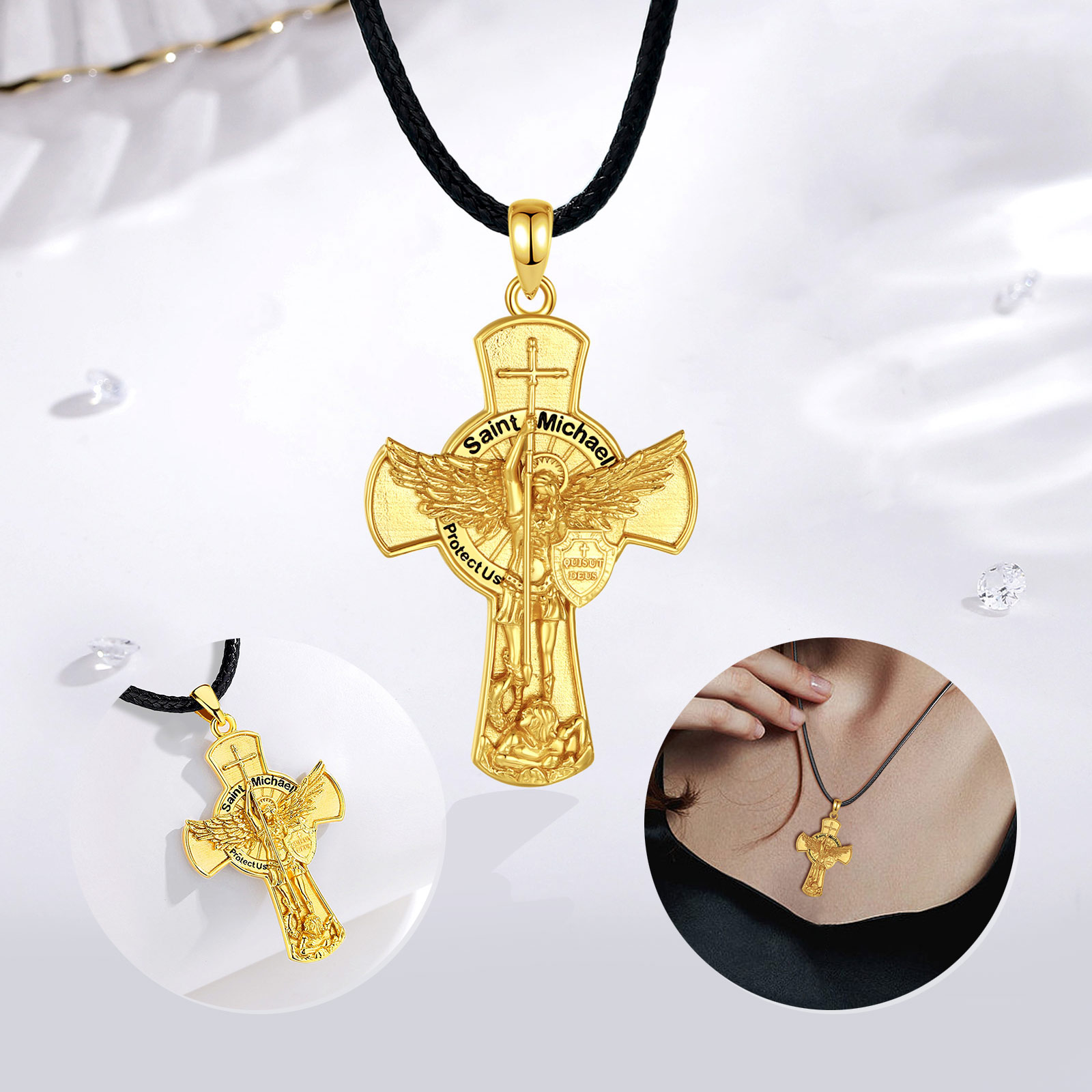 Eudora St.Michael Archangel Ne - 925 Sterling Silver Chain Necklace Men 评论和价格