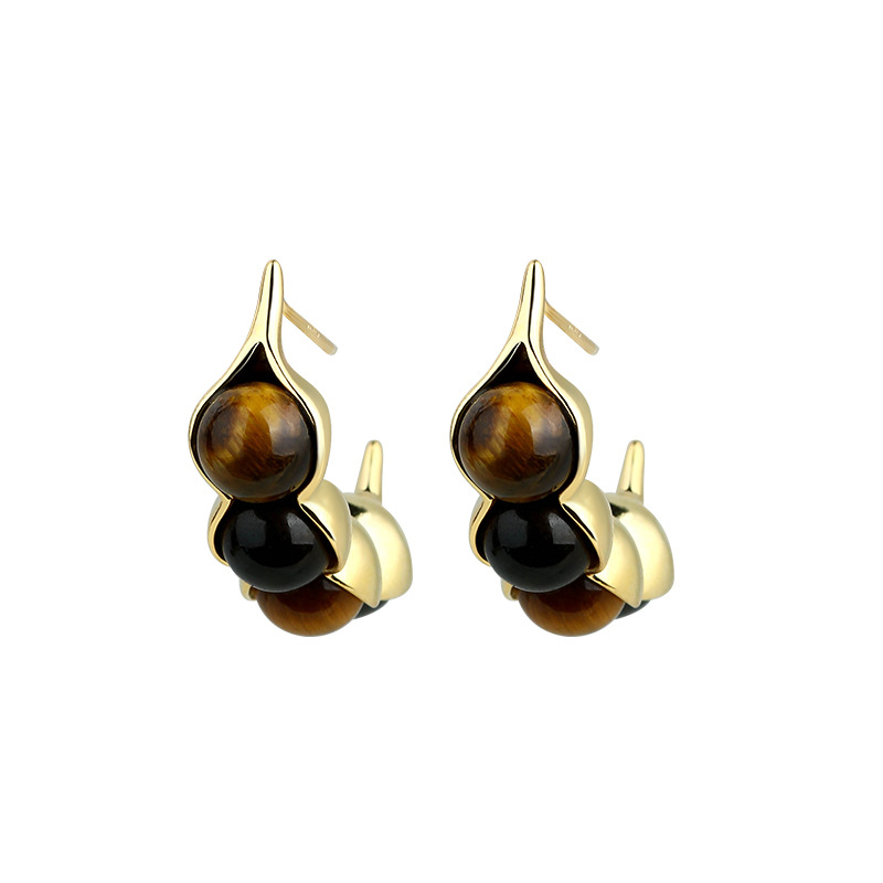 Tiger Eye Pod Earrings Gemston - Earrings 评论和价格