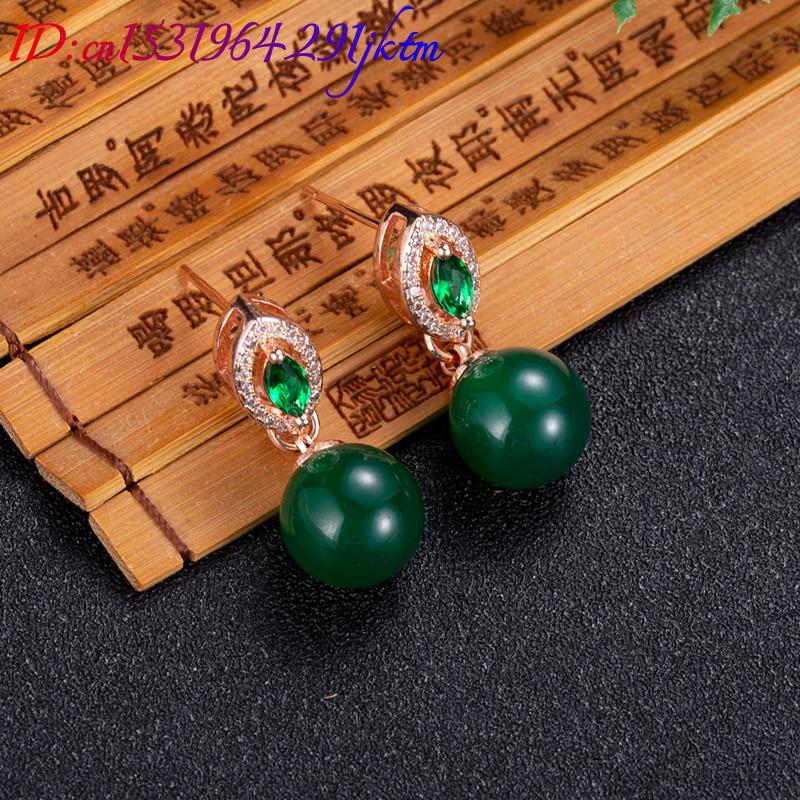 Natural Jade Bead Earrings Fas - Earrings 评论和价格